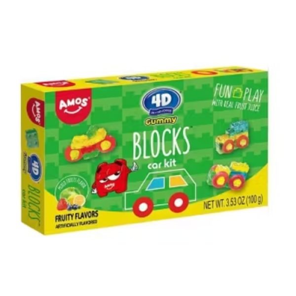Amos 4D Gummy Blocks Car Kit Theatre Box 100g