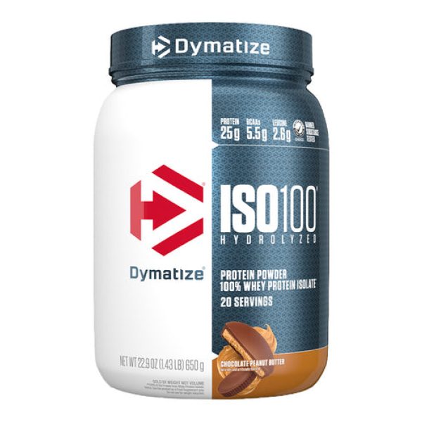 Dymatize Iso-100 Hydrolyzed Whey Protein Isolate Choc Peanut Butter 20 Serves 1.4lbs (640g)