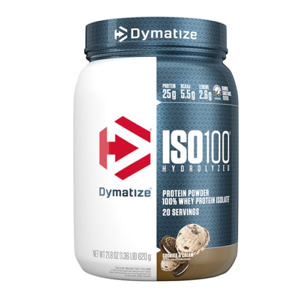 Dymatize Iso-100 Hydrolyzed Whey Protein Isolate Cookies N Cream 20 Serves 1.4lbs (640g)