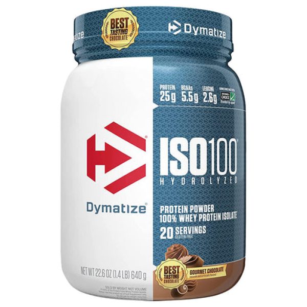 Dymatize Iso-100 Hydrolyzed Whey Protein Isolate Gourmet Chocolate 20 Serves 1.4lbs (640g)