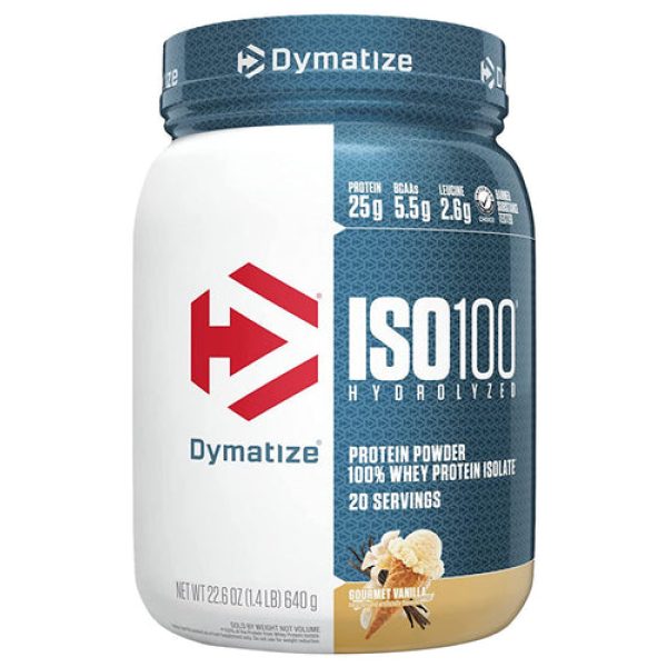 Dymatize Iso-100 Hydrolyzed Whey Protein Isolate Gourmet Vanilla 20 Serves 1.4lbs (640g)