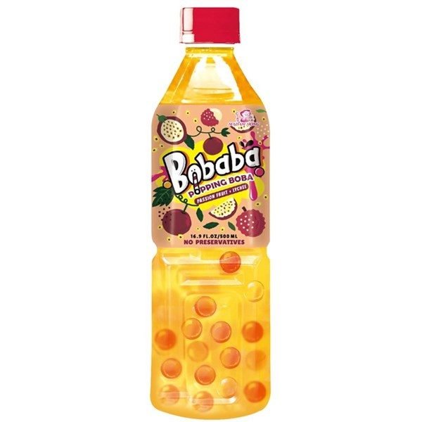 Bobaba Passionfruit & Lychee Bubble Tea 500ml