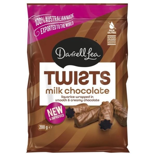 Darrell Lea Milk Chocolate Liquorice Twists 200g