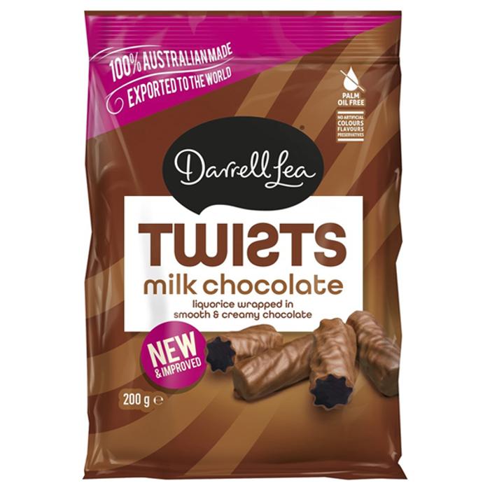 Darrell Lea Milk Chocolate Liquorice Twists 200g