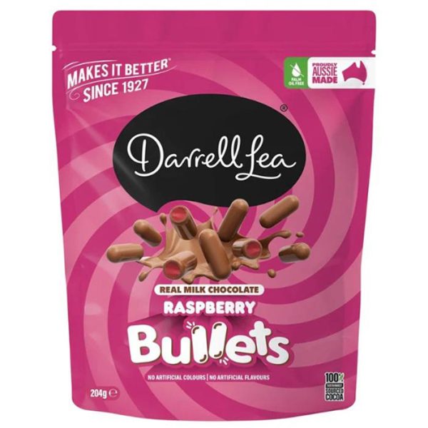 Darrell Lea Bullets Milk Chocolate Raspberry 204g