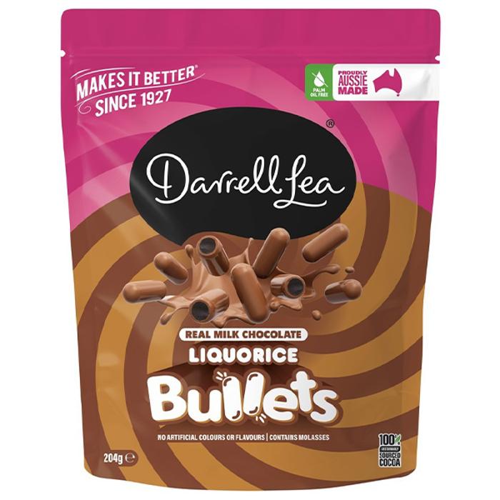 Darrell Lea Bullets Milk Chocolate Liquorice 204g