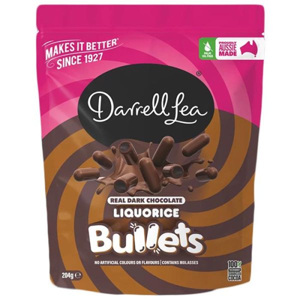 Darrell Lea Bullets Dark Chocolate Liquorice 204g