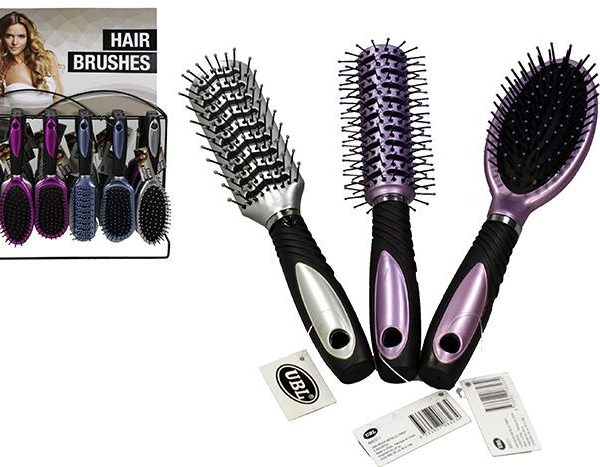 Hair Brushes Metallic with Stand (6 Styles)