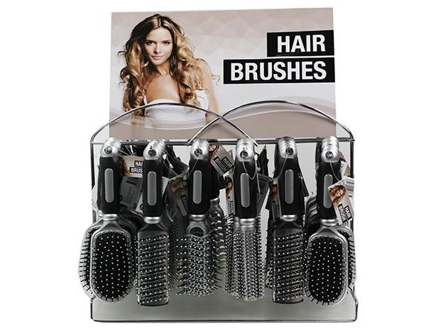 Hair Brushes Chrome with Stand (6 Styles)