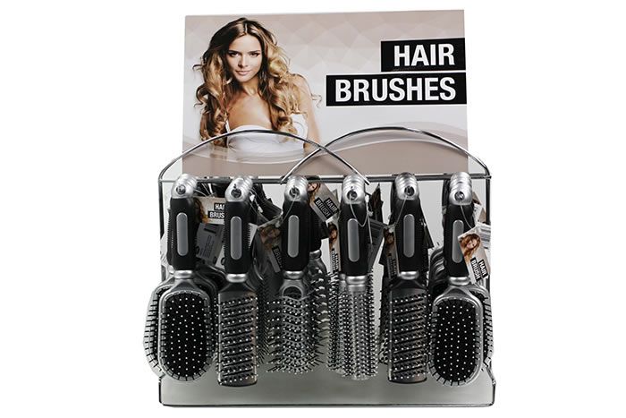 Hair Brushes Chrome with Stand (6 Styles)