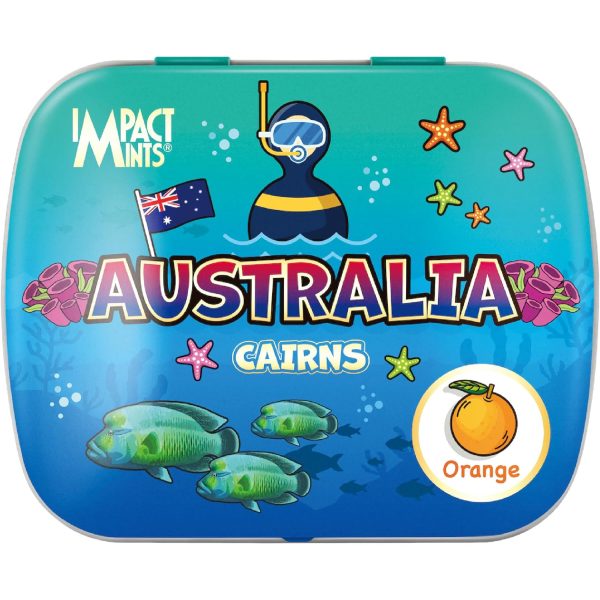 Impact Orange Mints Australia Cairns Candy Tin 14g