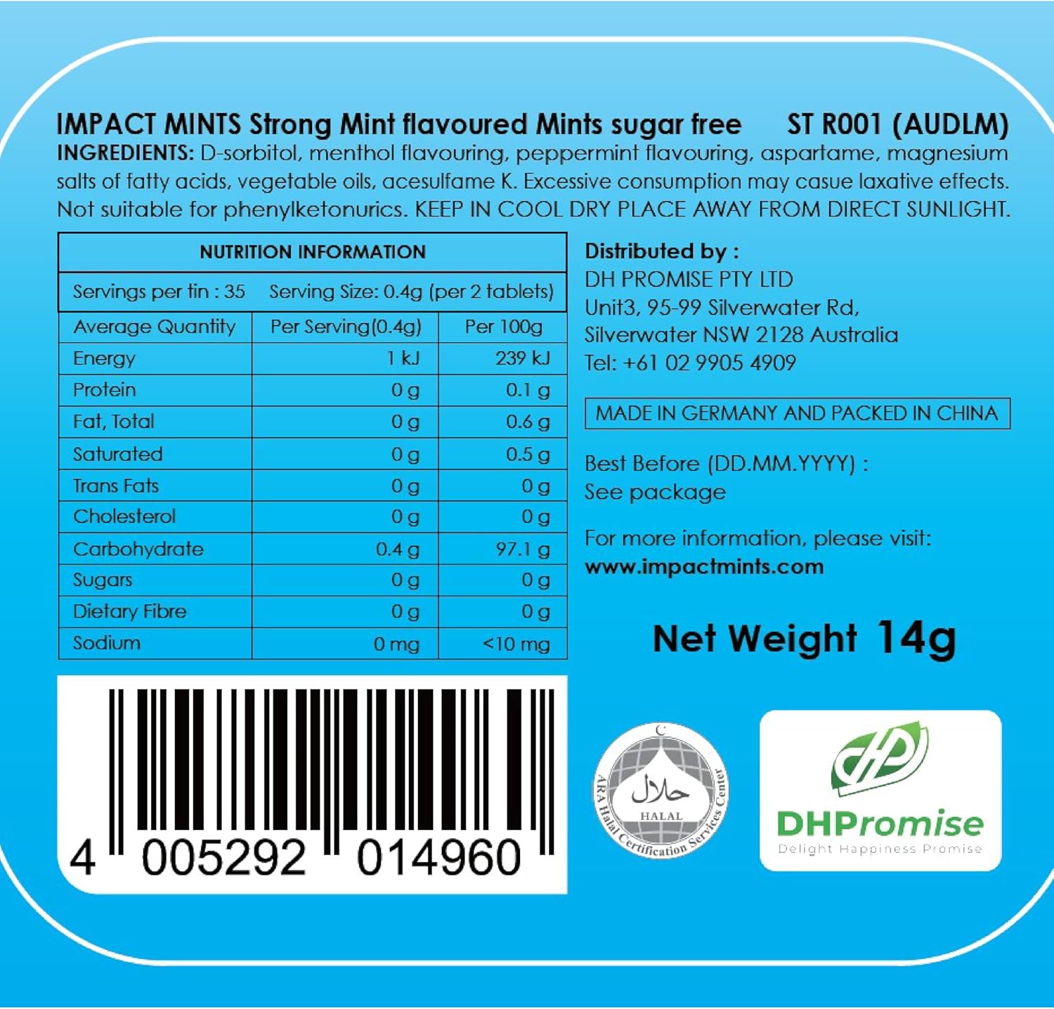 Impact Strong Mints Australia Tasmania Candy Tin 14g - Image 3