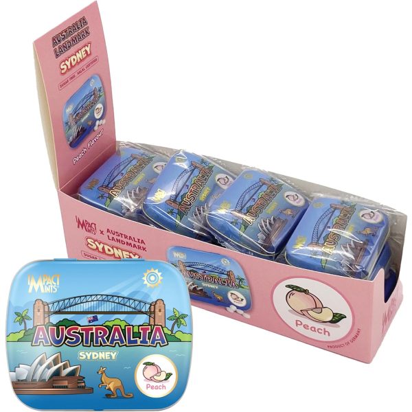 Impact Peach Mints Australia Sydney Candy Tin 14g