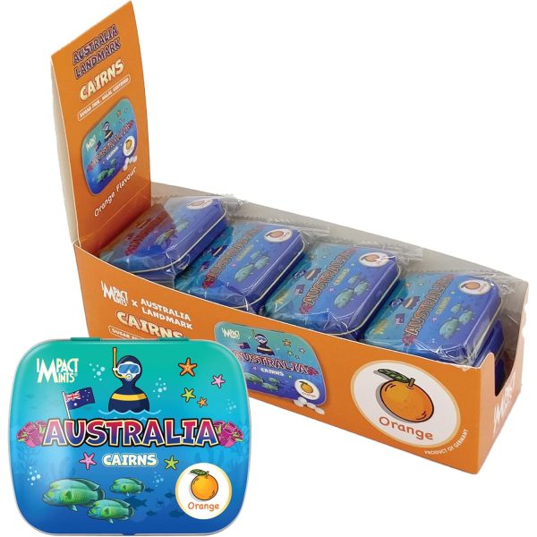 Impact Orange Mints Australia Cairns Candy Tin 14g