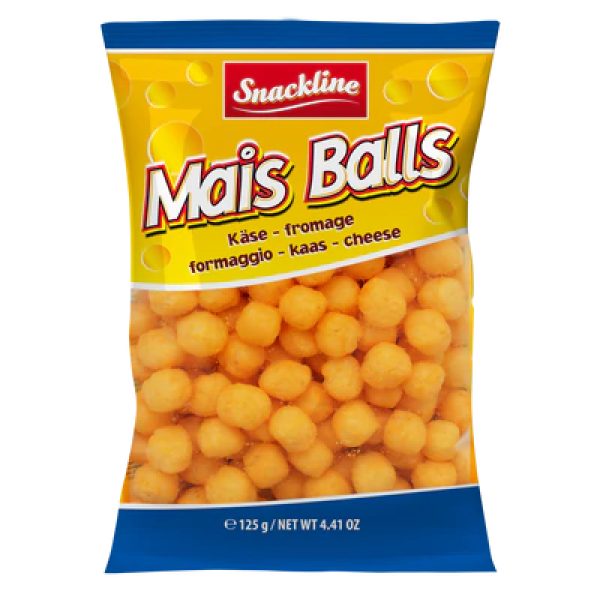 EU Snackline Cheese Balls Corn Snack Salted 125g