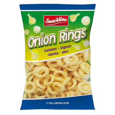 EU Snackline Onion Rings Corn Snack Salted 125g
