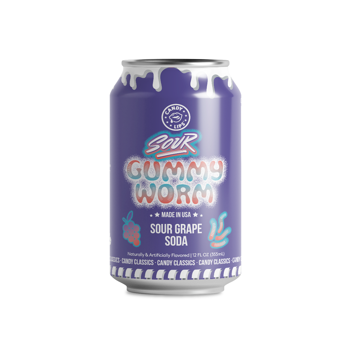 Candy Lips Sour Gummy Worm Soda 355ml
