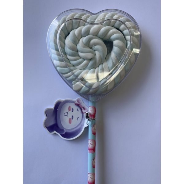 Marshmallow Lollipop Blue Heart 60g