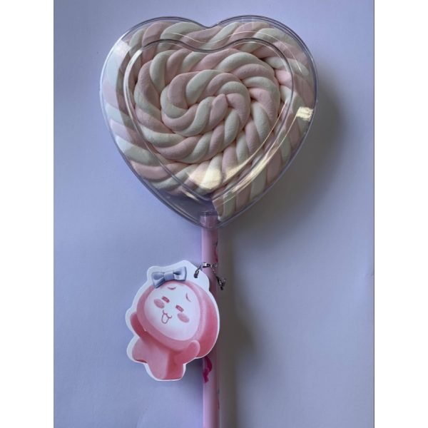 Marshmallow Lollipop Pink Heart 60g