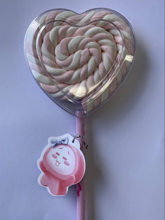Marshmallow Lollipop Pink Heart 60g