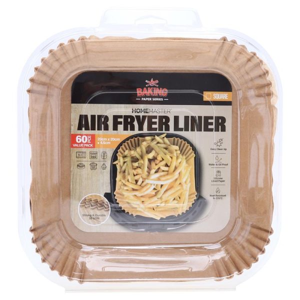 Air Fryer Liner 60pk - 20cm x 4.5cm (h) - Square