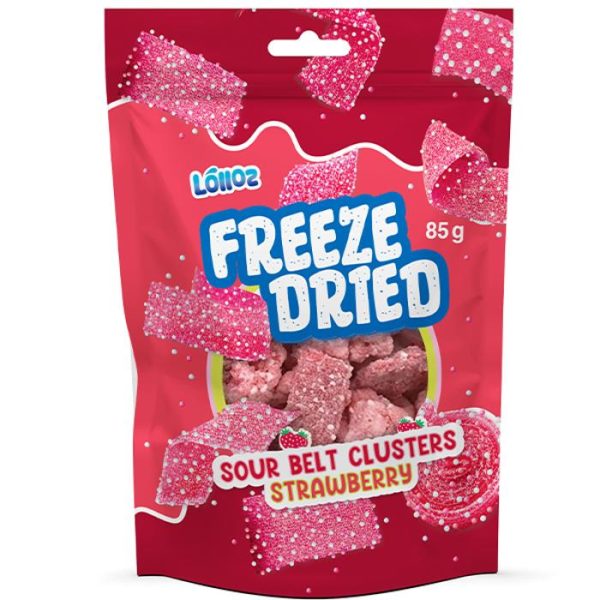 Lolloz Freeze Dried Sour Belt Clusters Strawberry 85g