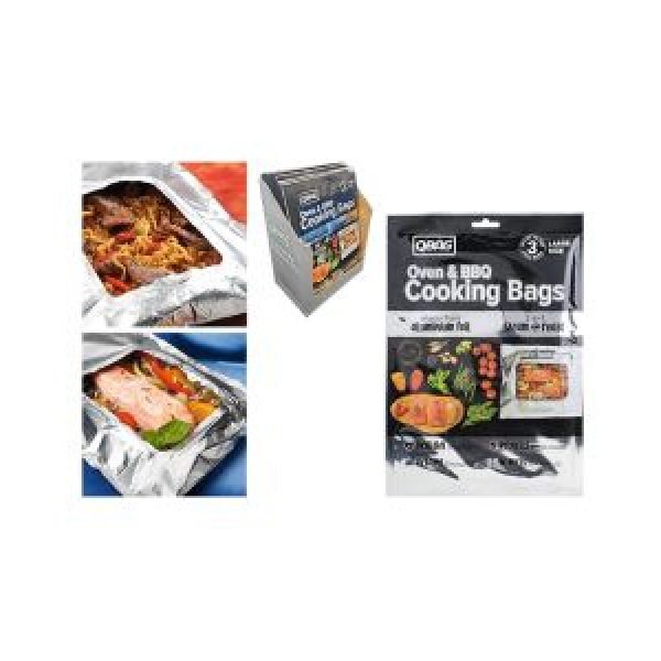 Qbag Oven & BBQ Aluminium Foil Cooking Bags - Large / 27cm x 40cm (Pack of 3)