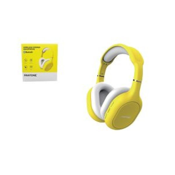 Pantone Wireless Stereo Headphones - Yellow / Multifunction Buttons/ Built-in microphone/ Charge by USB-C