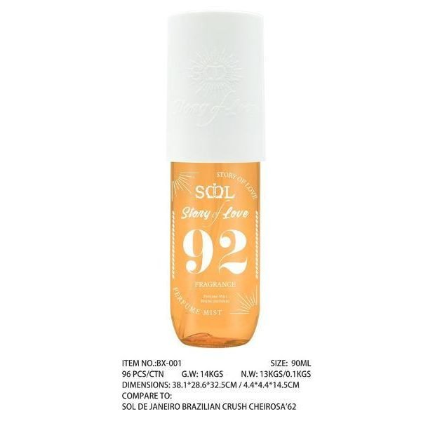 90ML Story of Love (92 Fragrance) - Smells like Sol De Janeiro Brazilian Crush Cheirosa '62