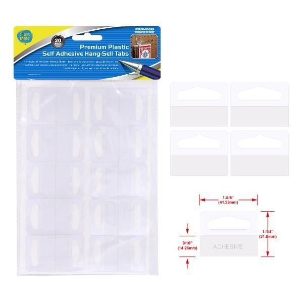 Plastic Self Adhesive Hangsell Tabs-20PK