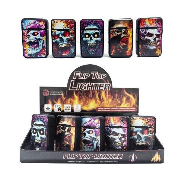 Flip top lighter - Fire skull series