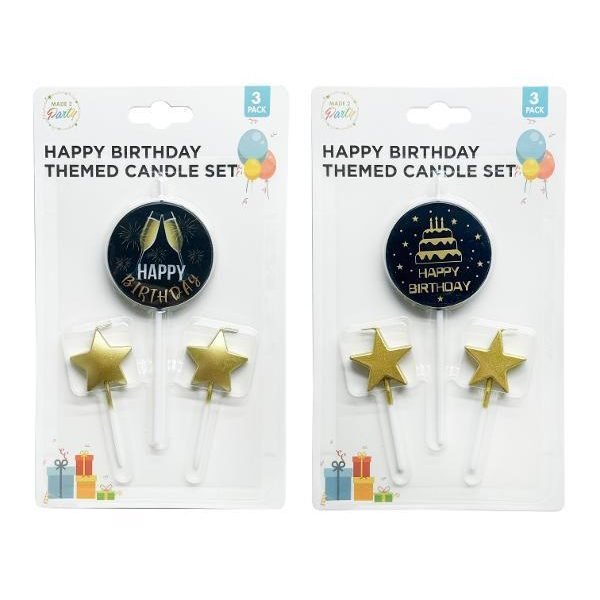 Happy Birthday Themed Candle Set
