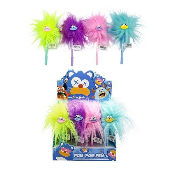 Novelty Pom Pom Pen - Blue Dudu Series