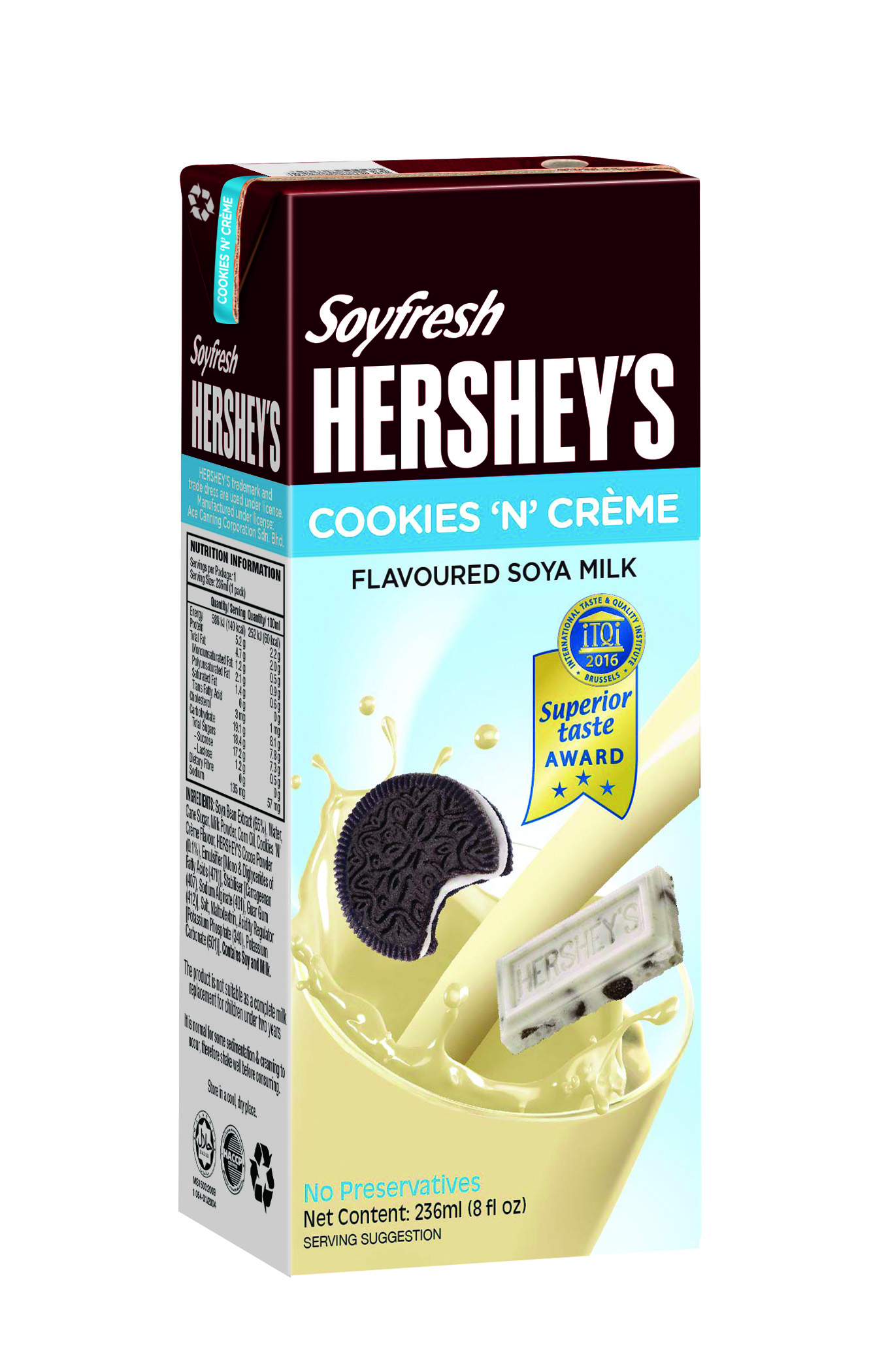 Soyfresh Hersheys Cookies N Cream Flavoured Soy Milk 238ml