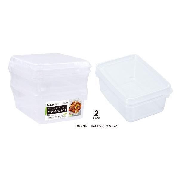 2PK Plastic Containers W/ Lids - 600ML