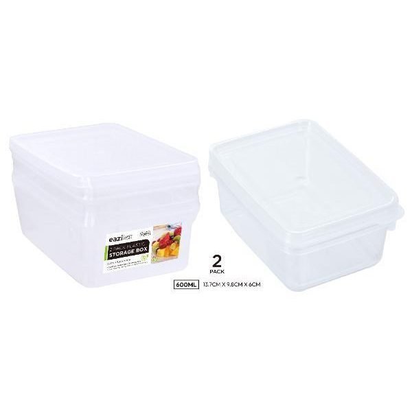 2PK Plastic Containers W/ Lids - 900ML