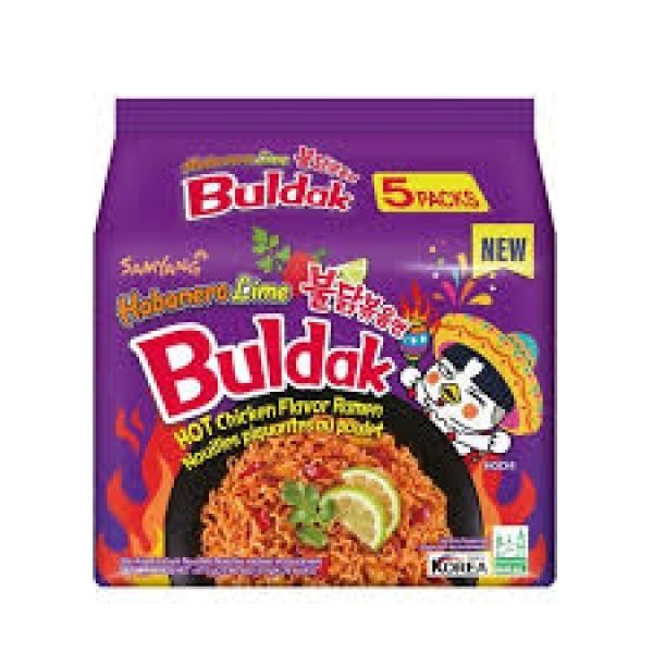 Samyang Buldak 5PK Hot Chicken Flavour Ramen Habanero Lime 135g