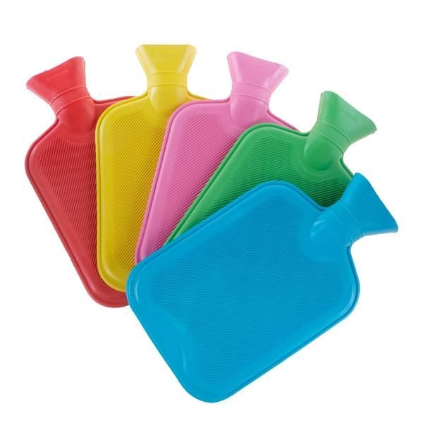 Hot Water Bottle 1.7L 32cm x 20cm Blue, Red, Yellow, Green & Pink