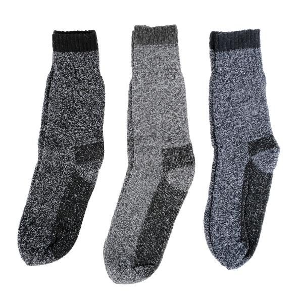 Socks Mens Heat Control Thermal Crew Cut 3pk Black, Grey & Navy