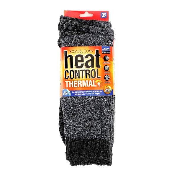 Socks Mens Heat Control Thermal Crew Cut 3pk Black, Grey & Navy - Image 4