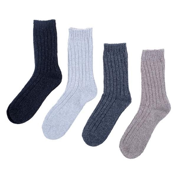 Socks Mens Heat Control Premium Thermal Knitted Wool Blend Crew Cut 4 Assorted