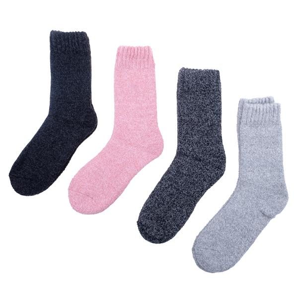Socks Adults Heat Control Premium Thermal Ribbed Cuff Wool Blend Crew Cut 4 Assorted