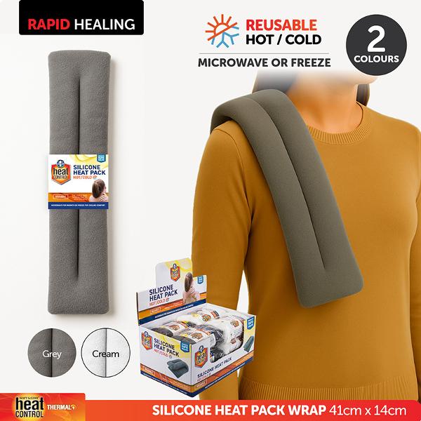 Hot/Cold Silicone Bead Wrap 42cm x 14cm Grey & Cream