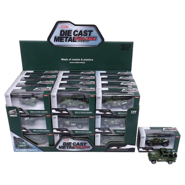 Die Cast Pull Back Military Troops Vehicles- 6 Assorted Designs