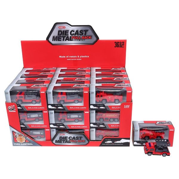 Die Cast Pull Back Fire Control Vehicles- 6 Assorted Designs
