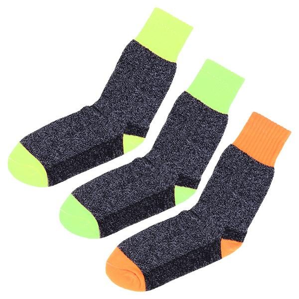 Socks Mens Heat Control Thermal Crew Cut 3 Asst Colours, Fluoro Trim (Green, Yellow & Orange)