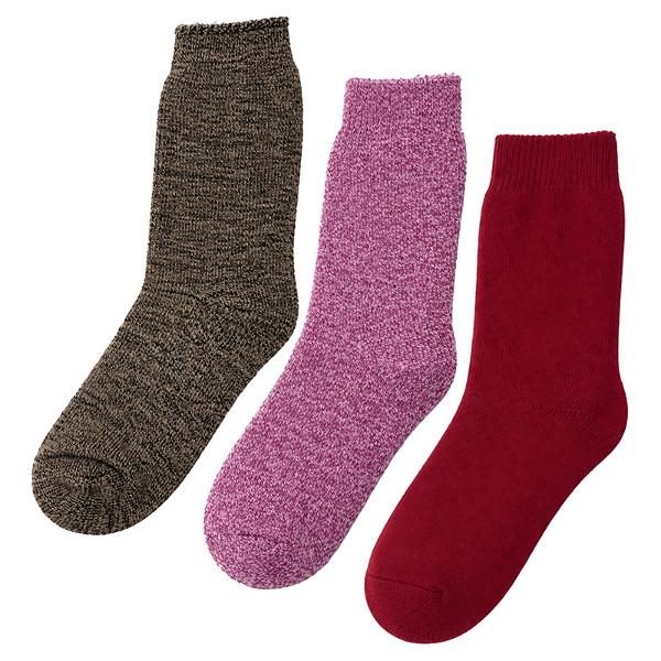 Socks Adults Heat Control Premium Thick Brushed Lining Crew Cut Brown, Maroon & Purple