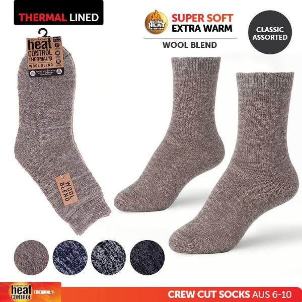 Socks Adults Heat Control Wool Blend Classic Marle 4 Assorted
