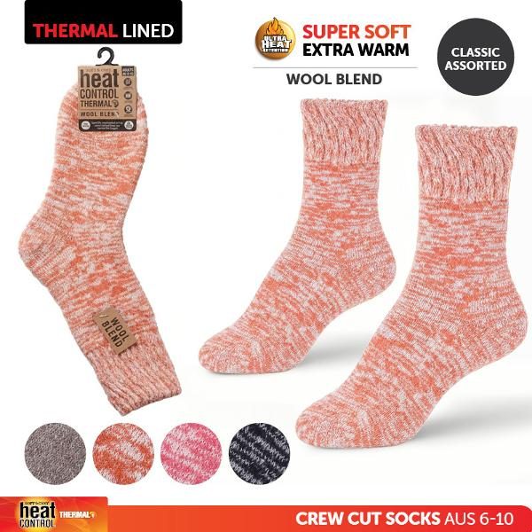 Socks Adults Heat Control Wool Blend Classic Heather 4 Assorted