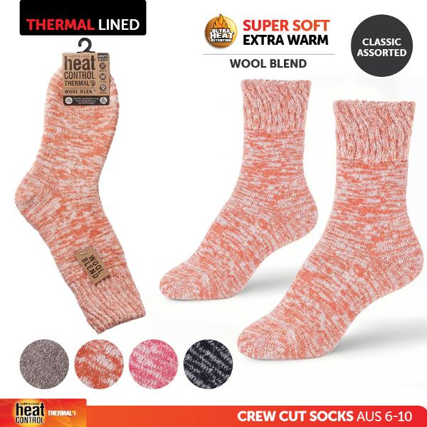 Socks Adults Heat Control Wool Blend Classic Heather 4 Assorted
